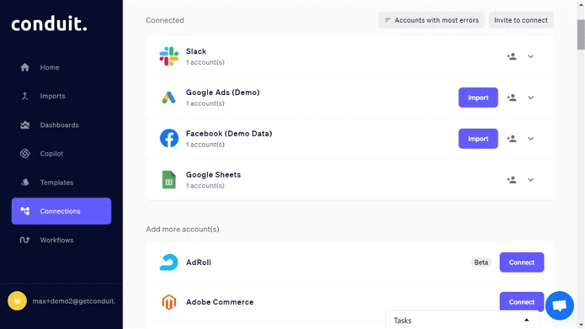 Collect data from over 500 different apps, all on one dashboard.