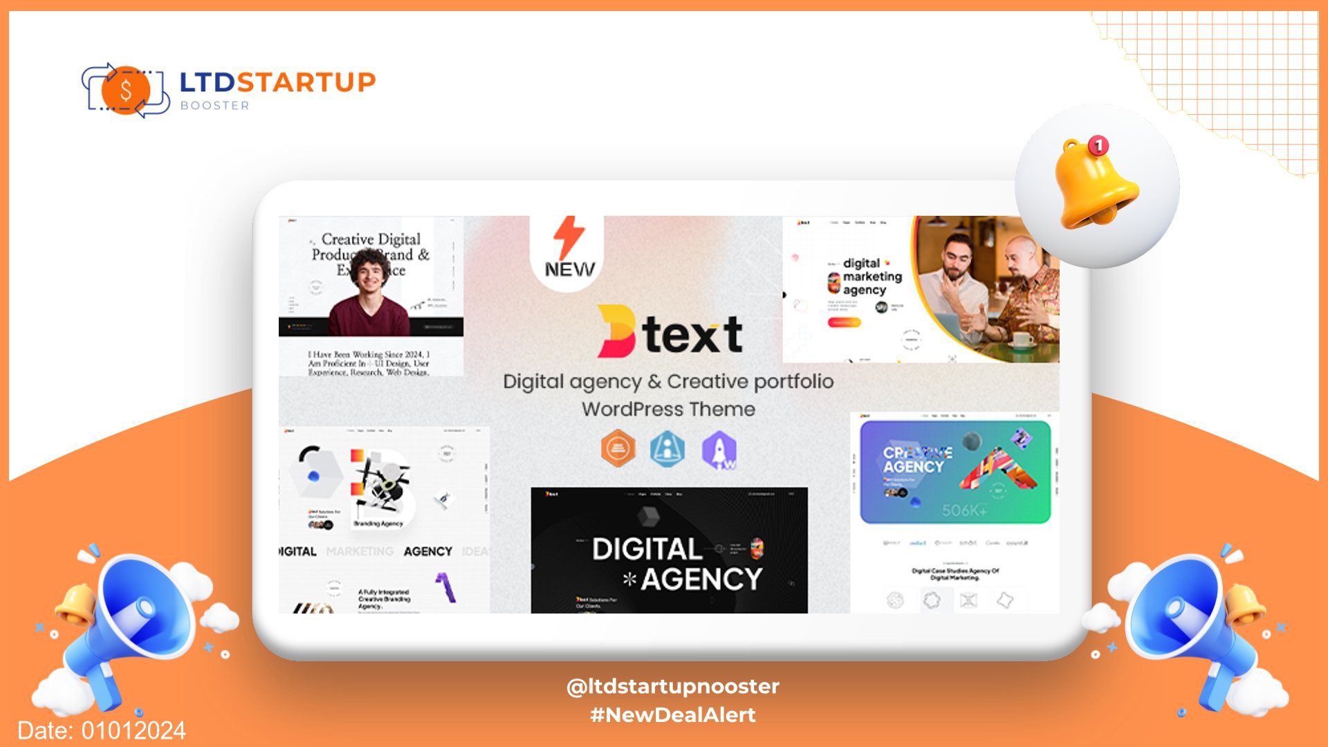 Btext - Portfolio & Digital Agency WordPress Theme cover