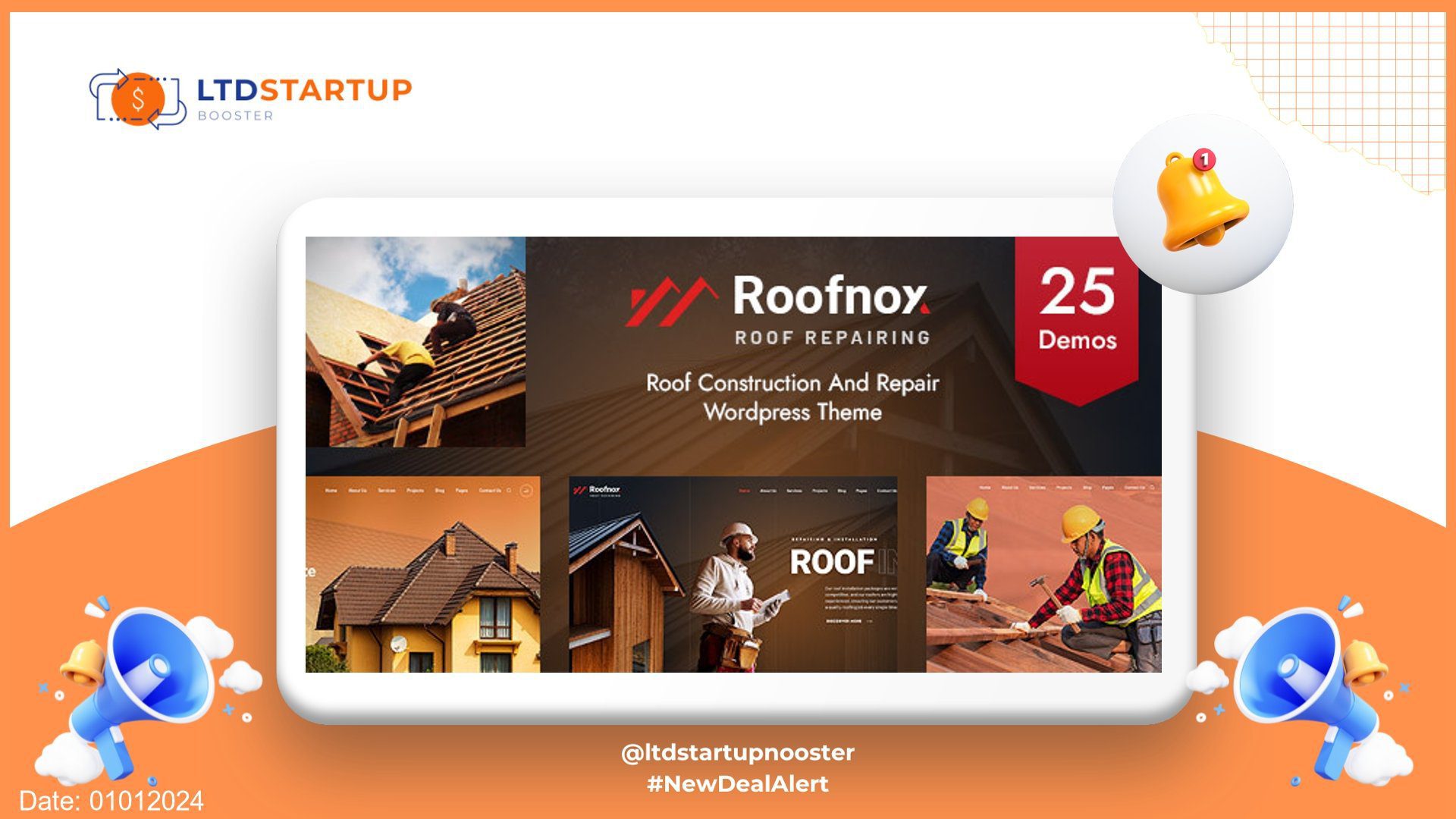 Roofnox - Roof Construction and Repair WordPress Theme cover