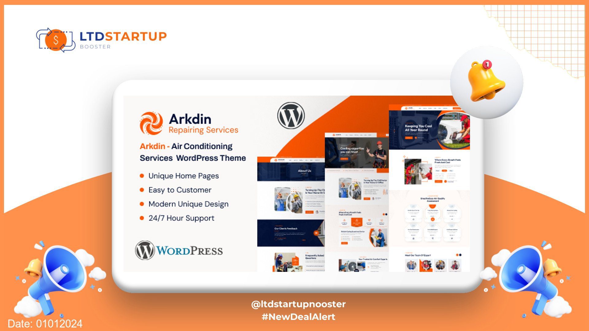 Arkdin - Air Conditioning Services WordPress Theme cover