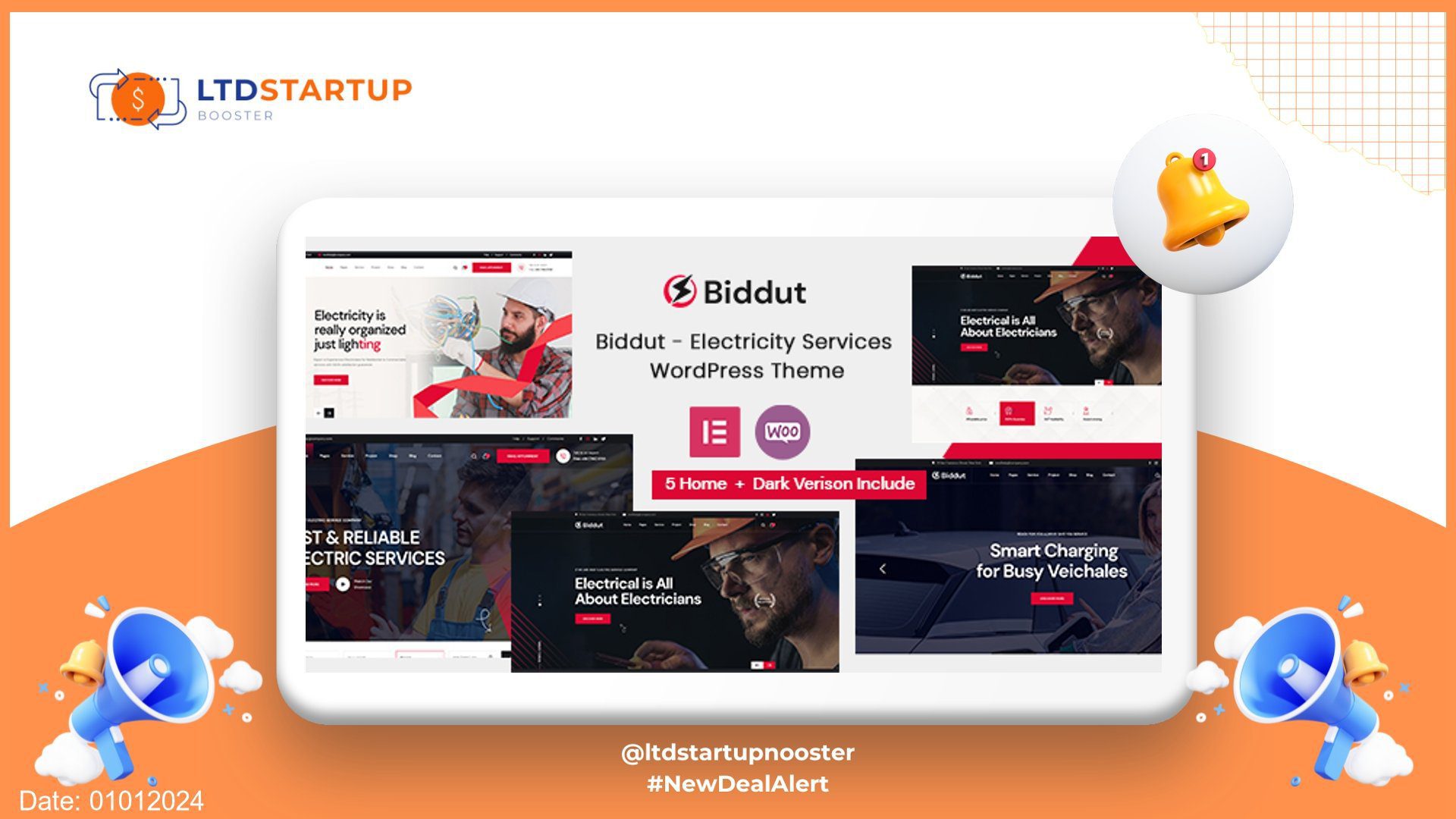 Biddut - Electricity Services WordPress Theme cover