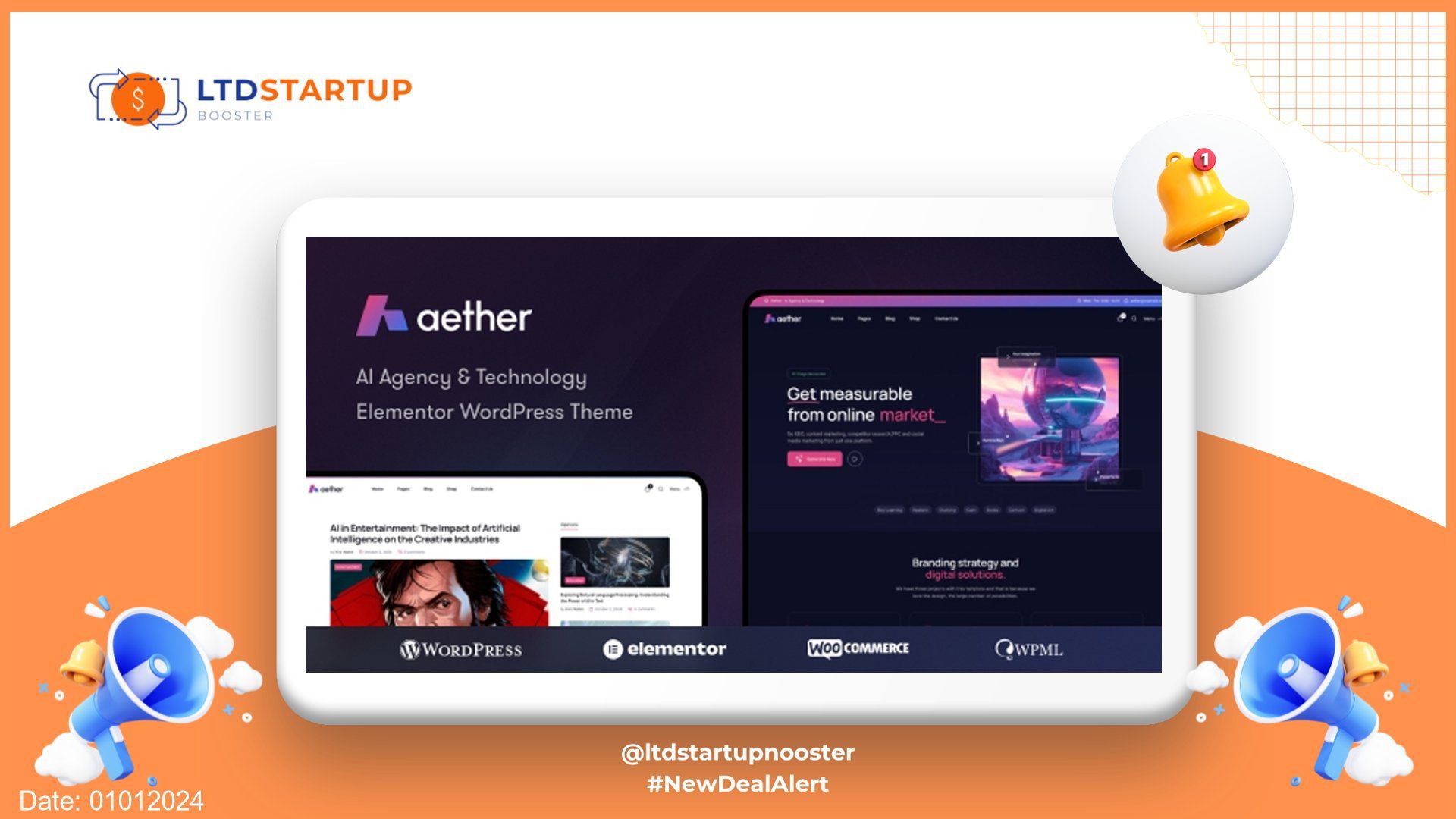 Aether - AI Agency & Technology WordPress Theme cover