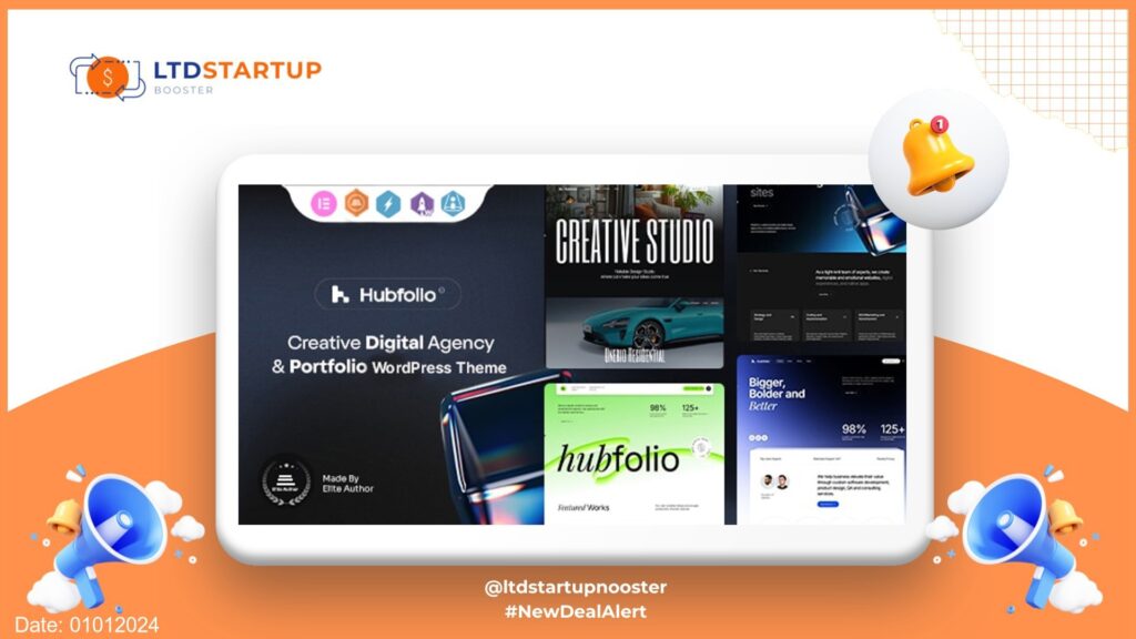 Hubfolio - Creative Portfolio & Digital Agency WordPress Elementor Theme cover