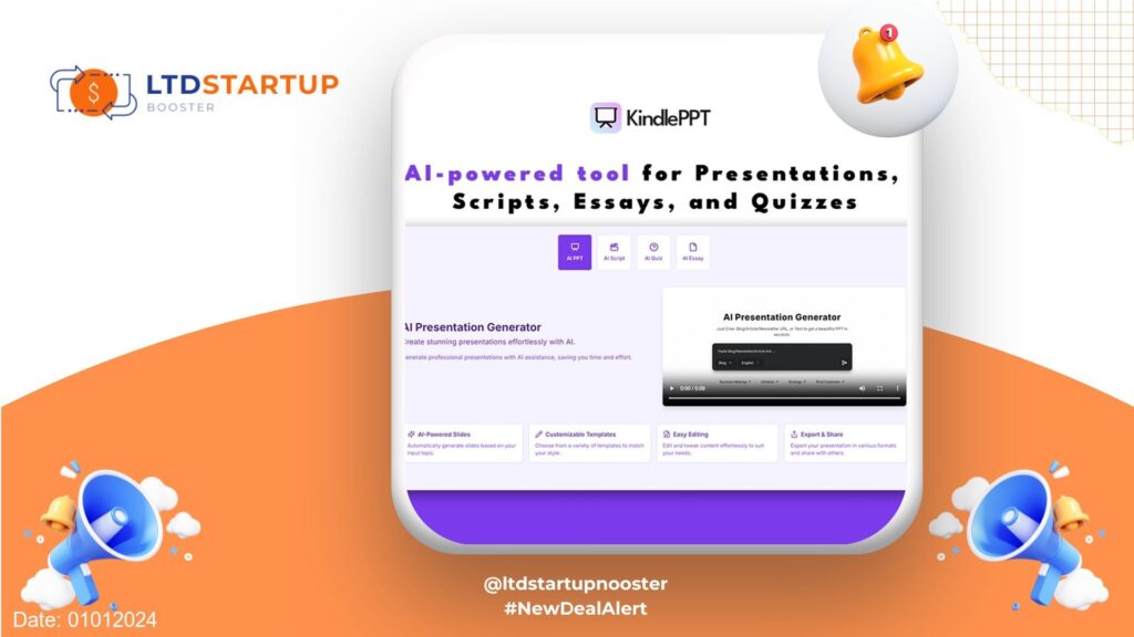 New LTD Alert - KindlePPT: AI-Powered Content Creation Tool cover