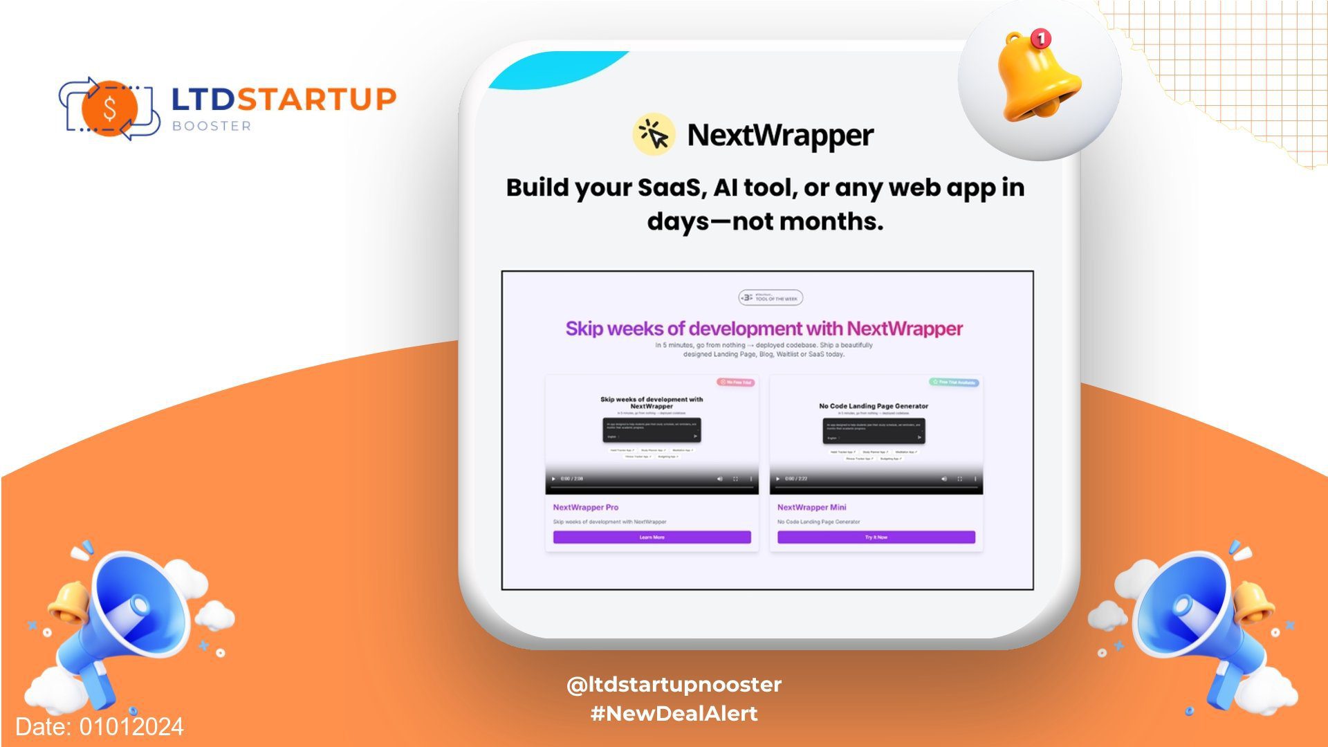 New LTD Alert - NextWrapper: AI-Powered Landing Page Generator cover