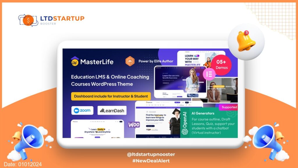 MasterLife - Education LMS & Online Coaching Courses WordPress Theme cover