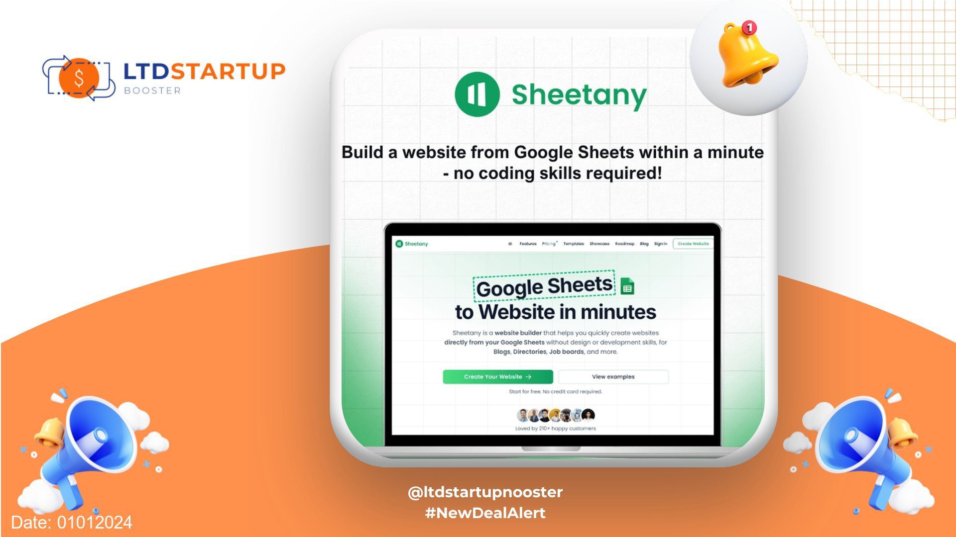 New LTD Alert - Sheetany : Website Builder That Turns Google Sheets Into Websites cover