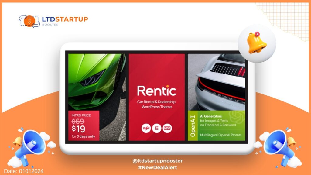 Rentic - Car Rental & Dealership WordPress Theme cover