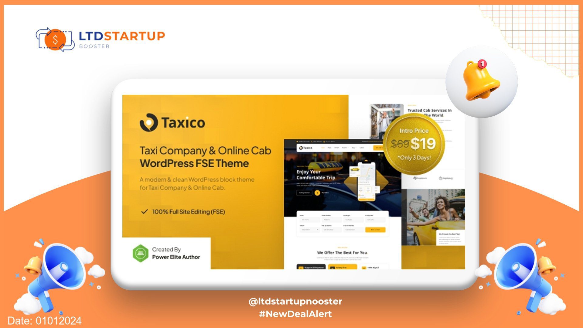 Taxico – Taxi Company & Online Cab Service FSE WordPress Theme cover