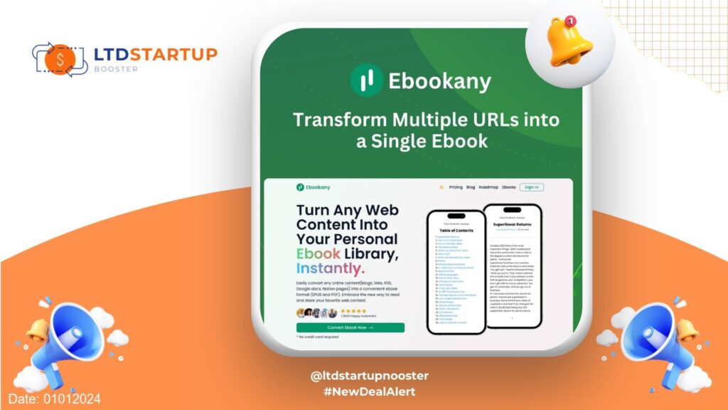 New LTD Alert - Ebookany: Convert any Web Content into Your Digital E-Book Collection cover