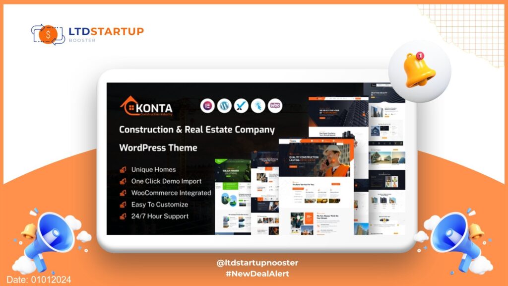 Konta - Construction and Real Estate Company WordPress Theme cover