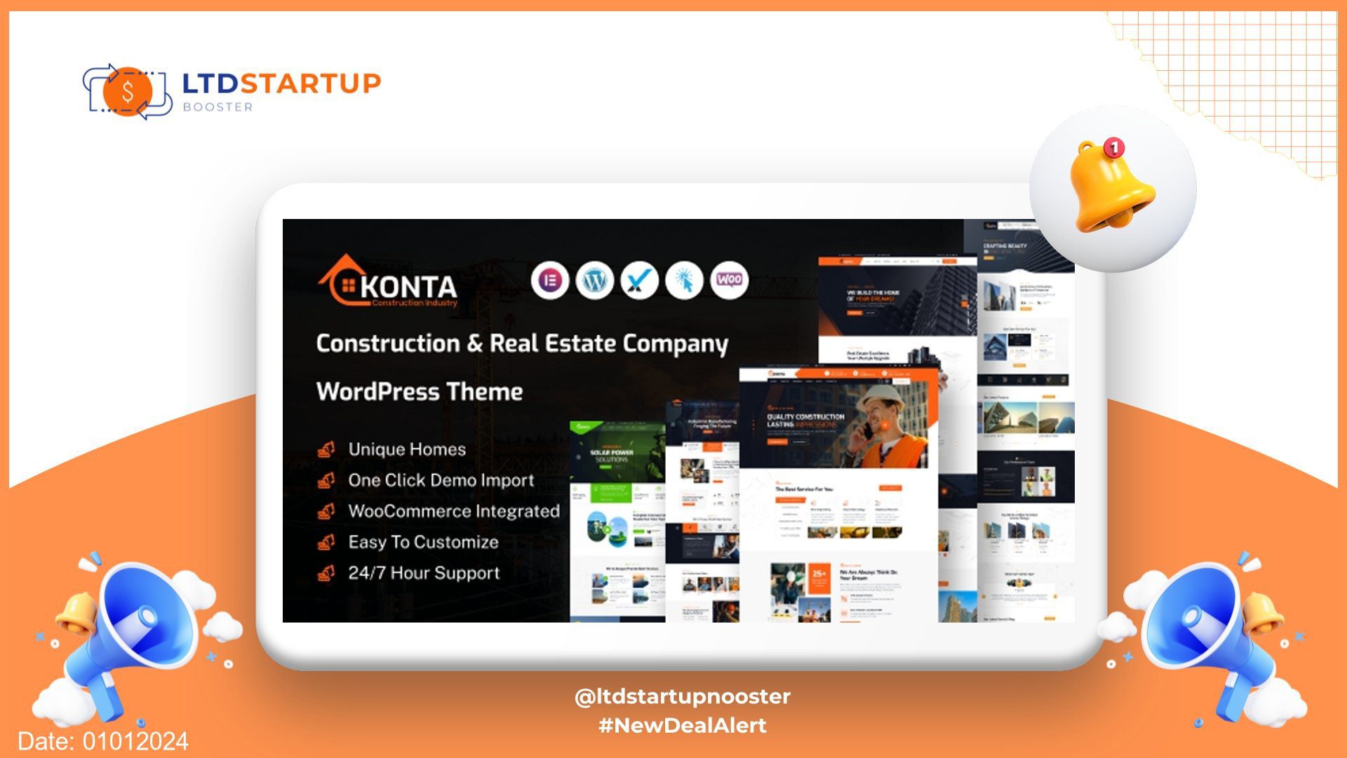 Konta - Construction and Real Estate Company WordPress Theme cover