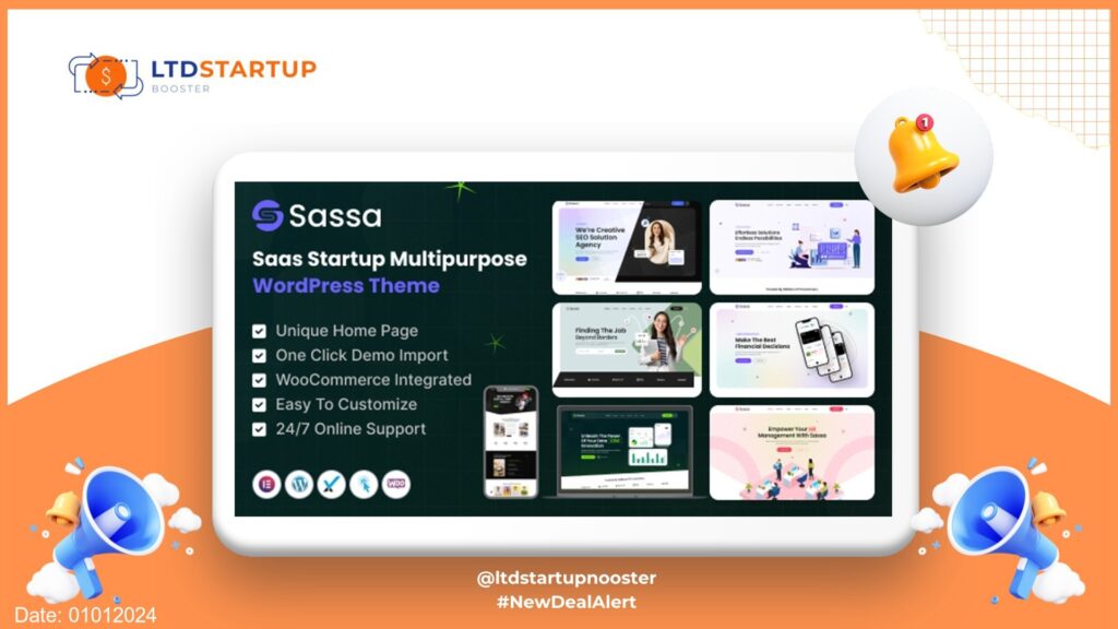 Sassa - Startup Multipurpose WordPress Theme cover